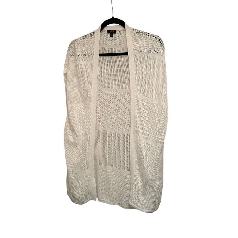 Talbots white open weave vest- size xs